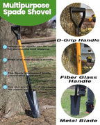 Ashman Drain Spade Shovel (1 Pack) - 48 Inches Long Handle Spade with D Handle Grip - Durable Handle with a Thick Metal Blade - Multipurpose Premium Quality Orange Shovel.