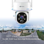 Kittyhok Wireless Security Camera System Outdoor with Monitor | 4pcs 2K Dual Lens PTZ Security Cameras, 10x Mixed Zoom, Auto Tracking, Human Detection, Spotlight | 10CH NVR with 10" Monitor, 500GB HDD