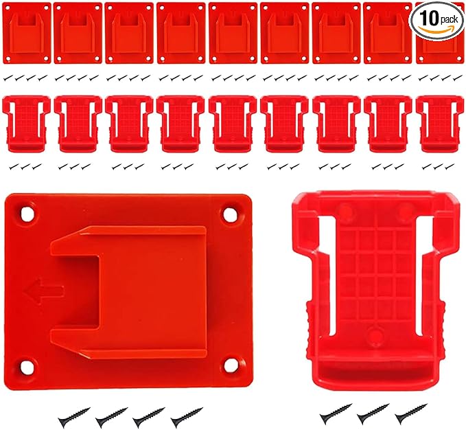 20Pcs Wall Mount Tool Holders and Battery Holder for Milwaukee M18 18V - Heavy Duty Storage Shelf Organizer with Screws, Fits Drill, Saw, Workshop Garage