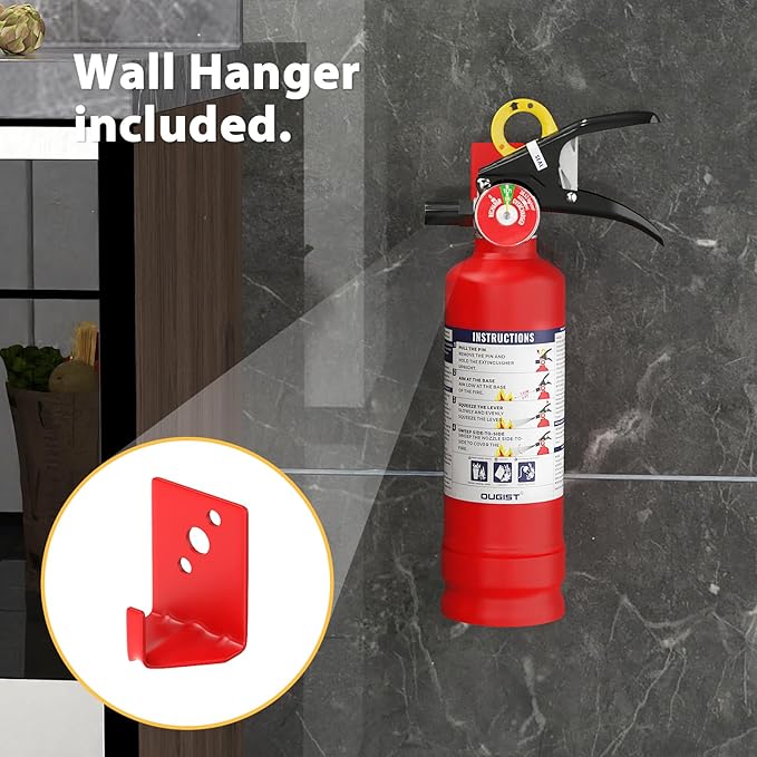Ougist ABC Fire Extinguisher for Home & Vehicle - 2.5 lb 1-A:10-B:C Rated, Dry Chemical Fire Safety with Quick-Release Handle, Certified for Kitchen/Car/Boat Use-Model FF1KG