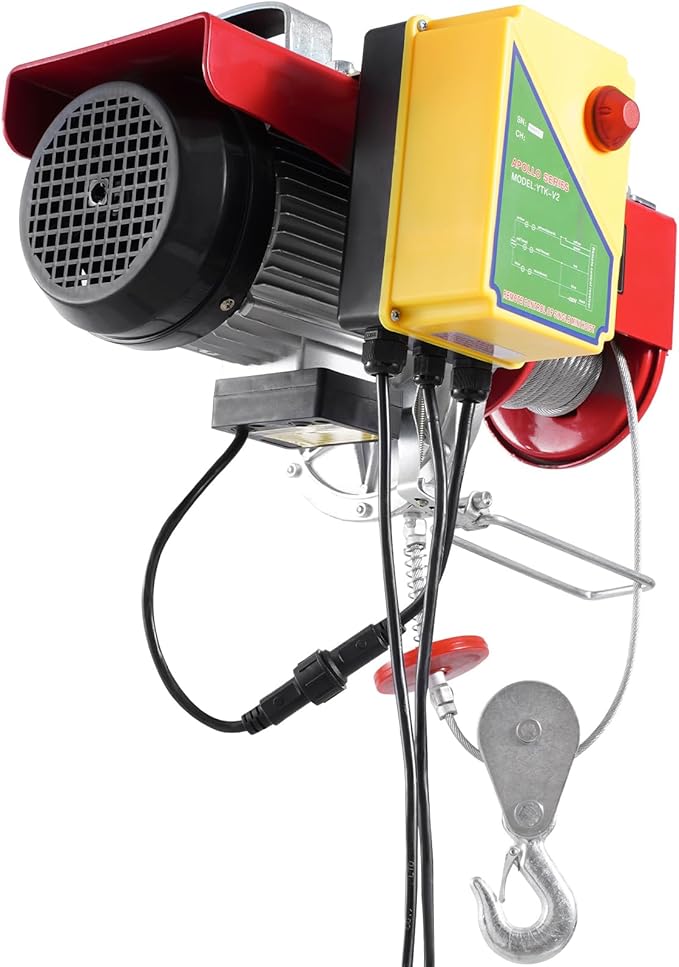VEVOR Electric Hoist, 2200 lbs 120V Electric Winch with 328 ft Wireless & 14 ft Wired Remote Control, 40 ft Single Cable Lifting Height, Single/Double Slings, Lift Hoist for Garage Warehouse Factory
