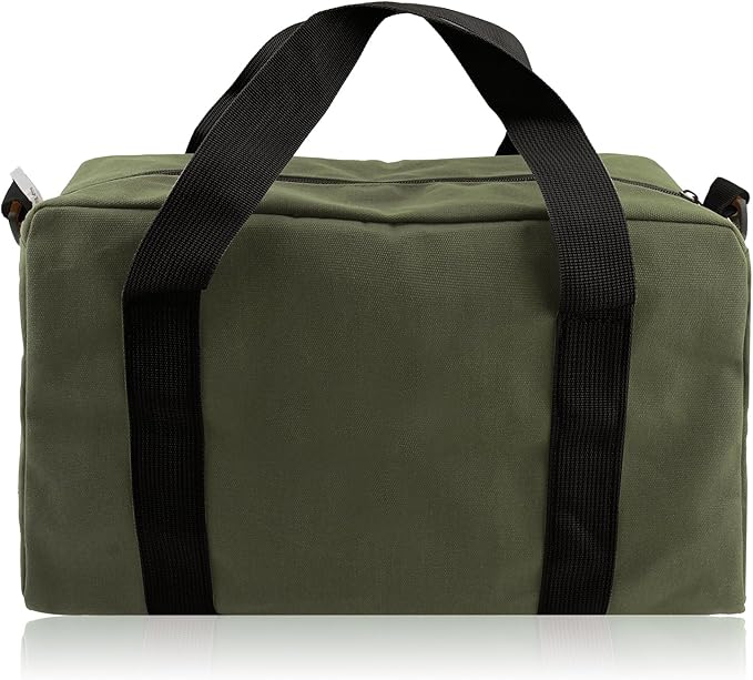 Small Tool Bag,Close Top Wide Mouth Tool Organizer Bag,Large Capacity Tool Bags for Men,Canvas Tool Storage Bag for Storage Handbag for Screwdrivers,Wrench,Pliers Hand Tools (Army Green, 14 Inch)