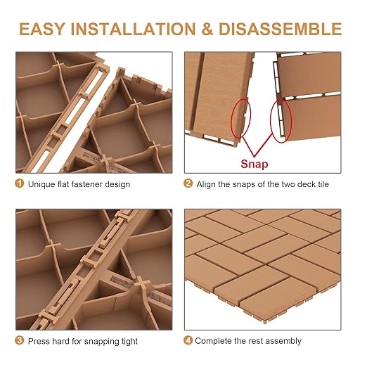 Goovilla Plastic Interlocking Deck Tiles, 27 Pack Outdoor Patio Flooring, 12"x12" Interlocking Decking Tile Outdoor All Weather Use, Waterproof Patio Pavers for Pool Balcony Backyard Porch, Khaki