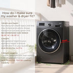 SKM 29" Washer & Dryer Pedestals with Drawer - 2 Pack Laundry Stand Raiser, 14.3" Height, Steel Construction, Black