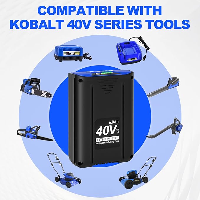 【Upgraded】 CaliHutt 40V 6.0Ah Replacement Battery for Kobalt 40V MAX Battery 2540C-06 High Capacity Lithium-ion Batteries KB440-03 KB2540C-06 KB640-03 KB240-06 for Cordless Power Tools