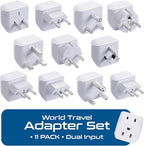 Ceptics World Travel Adapter Set - 2 in 1 USA to Europe, Asia, Africa, India, Japan, Australia, Brazil, China, Israel and more - 11 Pack - Safe Grounded - Works with Cell phones, Laptops, Chargers
