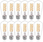ST19/ST58 LED Edison Bulbs, Warm White 2700K Vintage Light Bulbs, E26 6W Led Bulb Dimmable 600LM, Antique Decorative Filament LED Bulb for Bedroom Office Fan Lights Ceiling Fixtures 12 Pack