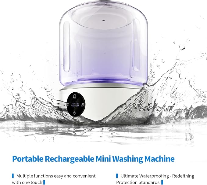 Underwear Washer, Portable Mini Washing Machine,Upgraded Mini Washings Machines,Type-C Rechargeable Cordless Washing-Machine, Laundry Cup for Bra, Underwear, Socks UV 1.5L