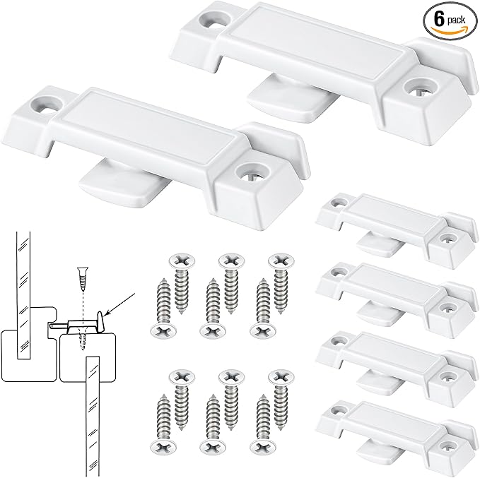 Saillong Replacement Sash Lock Compatible with Prime-line F 2590 for Vertical & Horizontal Sliding Windows, 2-1/4” Mounting Hole Centers, Broken Sash Locks for Additional Home Security(White,6 Pack)