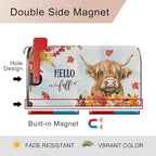Fall Highland Cow Mailbox Cover Magnetic Standard Size 21x18 Inch Autumn Decorative Post Letter Box Wrap Decor Garden Yard Decoration