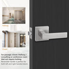 NEWBANG Hall/Closet Lever Handle Lock Satin Nickel Finish-Heavy Duty Door Lock Handle in Silver for Passage Door