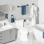 USHOWER Matte Black Bathroom Hardware Set, Modern 18-Inch Towel Bar Set Wall Mounted, Durable SUS304 Stainless Steel Bathroom Accessories Set, 4-Piece