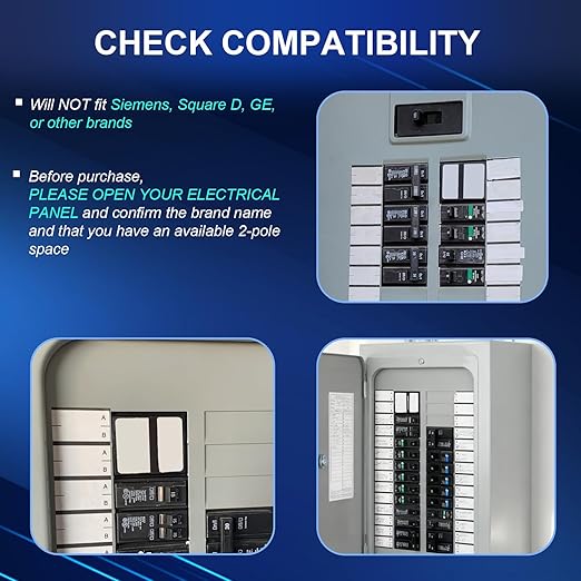 50 Amp 2-Pole Circuit Breaker, Type 3/4-Inch Plug-On Molded Case Circuit Breaker, 120/240V, Thermal Magnetic, 10-Yr Warranty