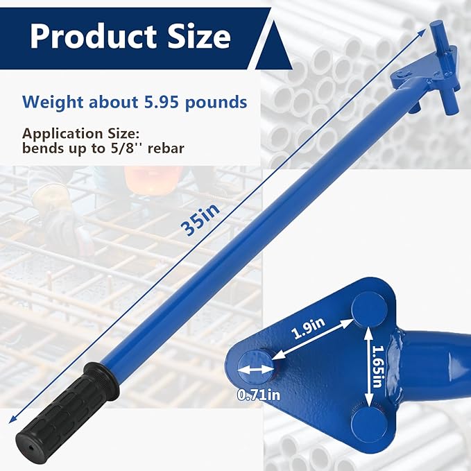 Rebar Bender Metal Bending Tool Manual Hand Operated to 5/8" Bar for Flat Steel and Steel Rod
