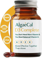 ALGAECAL 4-in-1 Vitamin D3 K2 Complete - ADK Vitamin Supplement, Enhanced Immune Support & Bone Health with D3 K2, A, & E - Whole Body Wellness & Bone Strength, 60 Easy-Swallow Softgels