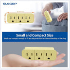 ELEGRP 2 to 3 Prong Grounded Triple Outlet Extender, 2-Prong to 3-Prong Adapter Converters for Wall Outlets, Portable Polarized Wall Plug Splitter with 3 AC Outlets, ETL Listed, 3 Packs, Ivory