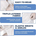 ETERNA Hazmat Suits- 2 Pack Disposable Protective Coveralls with Hood, Zipper, Elastic Wrists, Shoe Covers for Men & Women, Shield from Dirt, Dust, Paint (White, XX-Large)