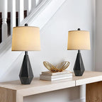 PoKat 23'' Farmhouse Table Lamps Set of 2, Black Bedside Lamps for Bedroom Night Stands, Modern Nightstand Lamps for Living Room, End Side Table, Black