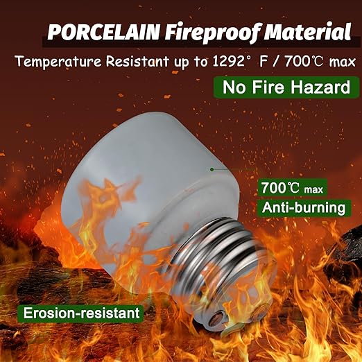 Porcelain Socket Extension Adapter - E26 to E26 Standard Medium Screw Bulb Socket Extender