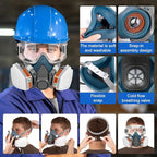 Respirator Mask with Filters and Goggles, Chemical Respirators Gas Mask for Paint, Epoxy Resin Respirator