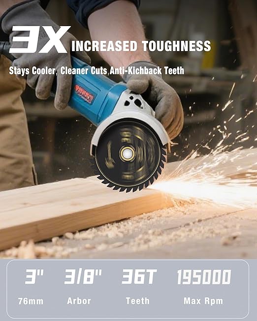 3 Inch 36T Carbide Circular Saw Blades, 3/8-inch Arbor, Cutting Off Tool Plastic Wood. Compatible with Bosch, Ridgid, Ryobi, Milwaukee, DeWalt, Worx (3-Pack)