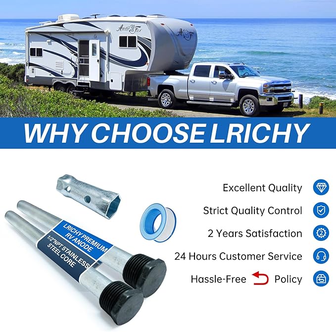 RV Water Heater Anode Rods 9.25" x 3/4" NPT (2-Pack), Premium Magnesium Anode Rod Kit for Suburban hot Water heaters 232767, Extended Life Protecting Anode Rods for Water Heater Liner