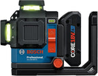 BOSCH GLL330-80CGL 18V 360º Connected Green-Beam Three-Plane Leveling and Alignment Laser with 4 Ah Battery - Versatile, High-Visibility Laser with Bluetooth Connectivity and Smart Pendulum System