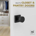 Mega Handles SUANA Dummy Door Knob for Hallway, Closet and Bathroom, Reversible Heavy Duty Design Door Knobs, Fits All Standard Door Sizes, Screws Included - Matte Black (2 Pack)