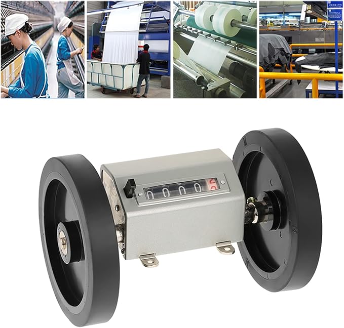Length Counter with Rolling, Meter Counter Roller Measuring Wheel Metric Wheel 5 Digits Meter Counter 0 to 9999.9 Roller Type Counter for Length Measuring