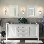 Wall Sconces Lights Indoors, 14" Knurled Linear Sconce, Nickel Bathroom Wall Sconces, Glass Tube Vanity Sconces Wall Lighting, Wall Lights for Mirror, Living Room, Bedroom, Hallway (Bulb Included)