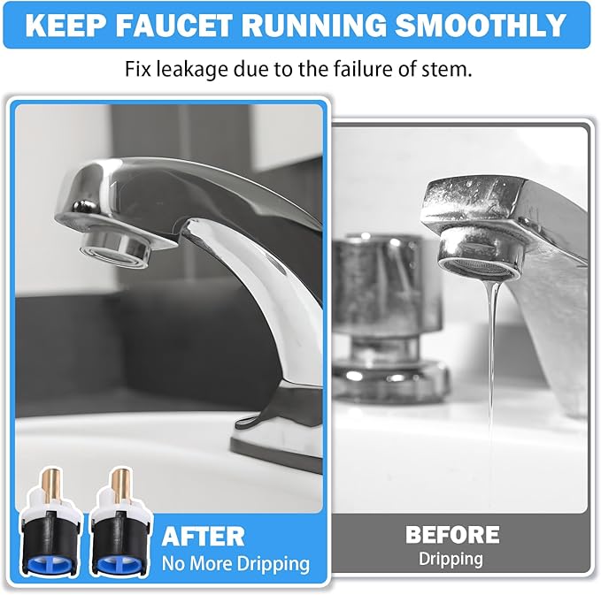 RP60400 Delta Faucet Valve Stem Cartridge Replacement for Delta Two Handle Diamond Seal Technology Bathroom Sink Bathtub Shower Faucet and Beverage Faucet, Delta Faucet Stem Assembly Repair Kit