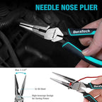 DURATECH 4-Piece Pliers Set - 8" Long Nose, Slip Joint, Groove Joint Pliers & Adjustable Wrench for Home Use