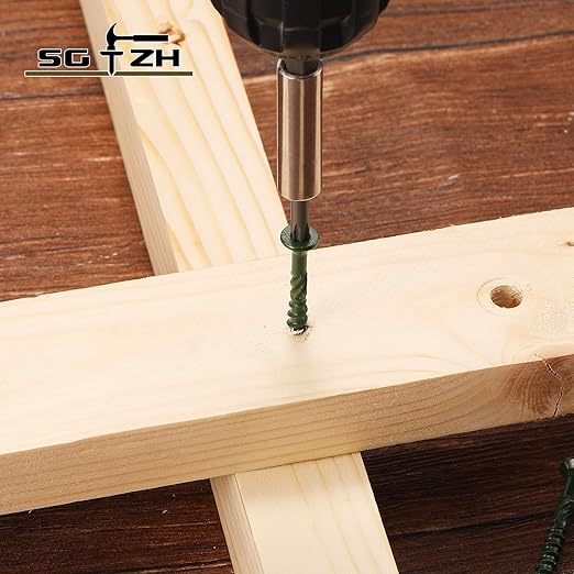 #10 x 5 Inch Deck Screws (328Pcs) 8lb. Carbon Steel, Green, Flat Head, Rust Resistant epoxy Coated, with T25 Star Bit