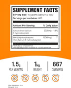 BulkSupplements.com Calcium BHB Powder - Beta-HydroxyButyrate Powder, BHB Supplement - BHB Salts, Electrolytes Supplement - Unflavored, 1500mg per Serving, 1kg (2.2 lbs) (Pack of 1)