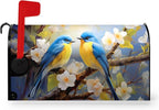 Summer Bird Floral Mailbox Covers Magnetic Spring Bluebirds Flower Mailbox Cover Standard Size 21x18 Inch Mailbox Wraps Outdoor Decoration Post Letter Box Cover for Garden Yard