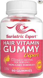Bariatric Expert Hair Vitamin Gummies – Fast-Melting Dietary Supplement for Adults Post Bariatric Surgery, Nutritionist Recommended, Essential Daily Formula for Optimal Wellness - 60 Count