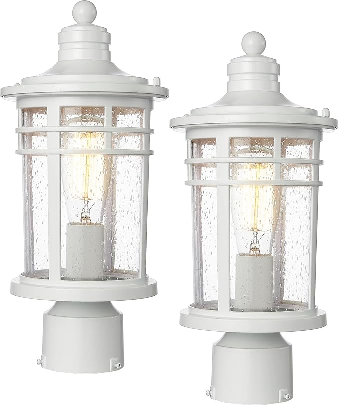 Darkaway Outdoor Post Lights Lamp Posts Outdoor Lighting, Waterproof Aluminum Post Lights Outdoor Light Fixtures with Glass, Light Posts for Outside Patio Yard (2 Pack, White)