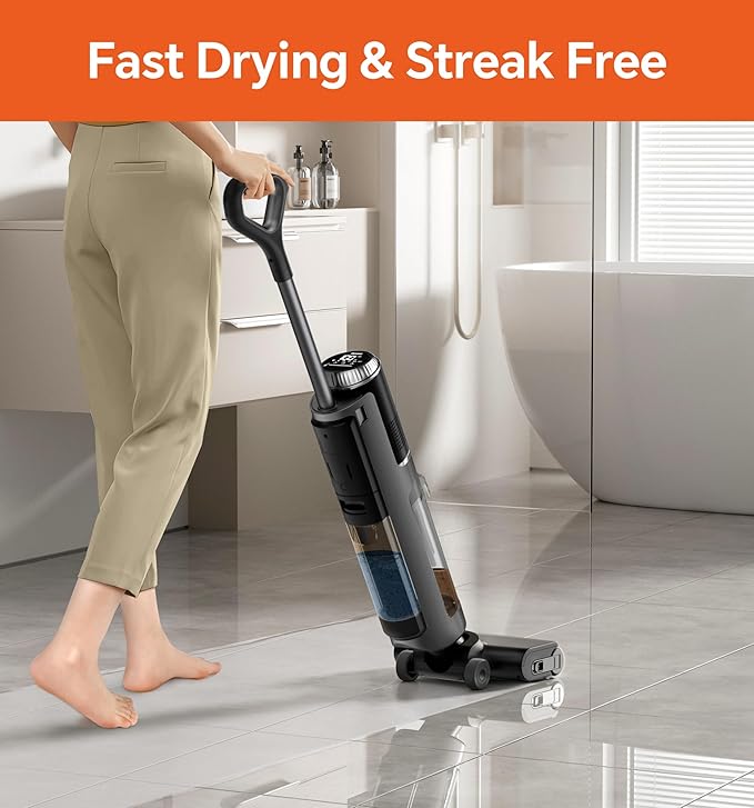 IMAGIC M3 Wet Dry Vacuum Cleaner, Cordless Vacuum Mop All in One for Hard Floors, Lightweight Floor Cleaner for Sticky Messes with Edge Cleaning, Self-Cleaning and Hot Air Drying, Grey