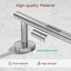 USHOWER Brushed Nickel Bathroom Hardware Set, Modern 24-Inch Towel Bar Set Wall Mounted, Durable SUS304 Stainless Steel Bathroom Accessories Set, 4-Piece