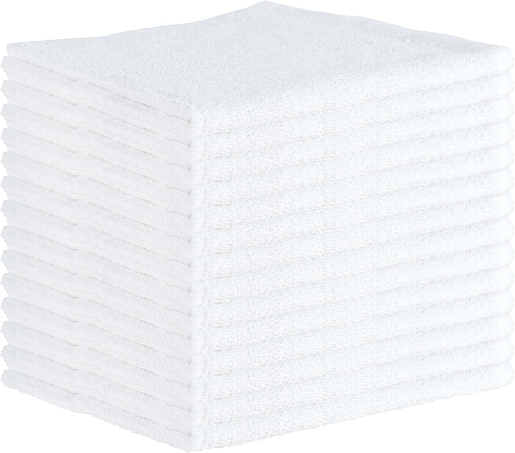 Arkwright Qwick Wick Bar Mop Towels - (Pack of 12) 100% Cotton Quick Dry Dishcloths, Super Absorbent Multipurpose Cleaning Rags for Restaurants, Kitchen, Bathroom, Hotel, 16 x 19 in, Solid White