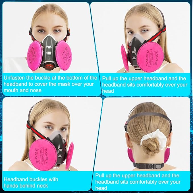 Reusable Half Face and Full Face Gas Mask with Activated Carbon Filter Against Organic Vapor/Dust/Chemical