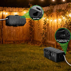 QUOBAS 2 Pack Outdoor Waterproof Electrical Box with 6 Cable Ports, IP54 Weatherproof Heavy-Duty Extension Cord Cover for Power Strips, Garden Power Tools, Holiday Lights, Black