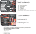 Campfun 899PCS Tool Set, Household Tool Kit with Rolling Tool Box, Complete Tool Box Set Hand Tool Set with Tool Box, Mechanic Tool Set Rolling Tool Set for Home/Auto Repair Tool Set, Black