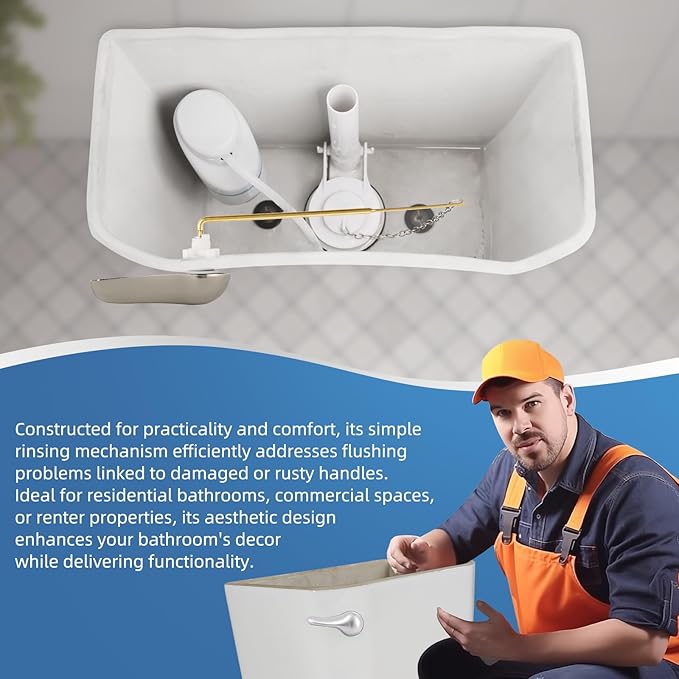 iFealClear Universal Metal Toilet Handle Replacement Kit, Front Mount Toilet Tank Flush Lever with Stainless Steel Chain, Fits Most Toilets, Brushed Nickel