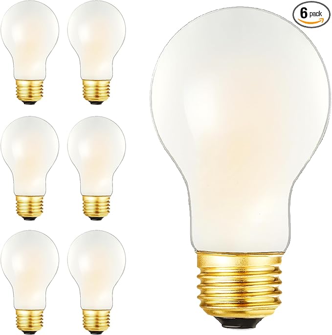 A19 Frosted Vintage LED Edison Bulbs 60W, E26 Dimmable LED Filament Light Bulbs, 4000K Neutral White,6W Equivalent 60W,600LM, AC120V, A19 Frosted Light Bulbs with 90 CRI,6Pack