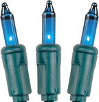 Novelty Lights 11 Feet 50 Bulbs Traditional Incandescent Mini Lights, Teal on Green Wire with 2.5" Spacing, Commercial Grade and UL Listed for Indoor/Outdoor Use, End-to-End Connectable