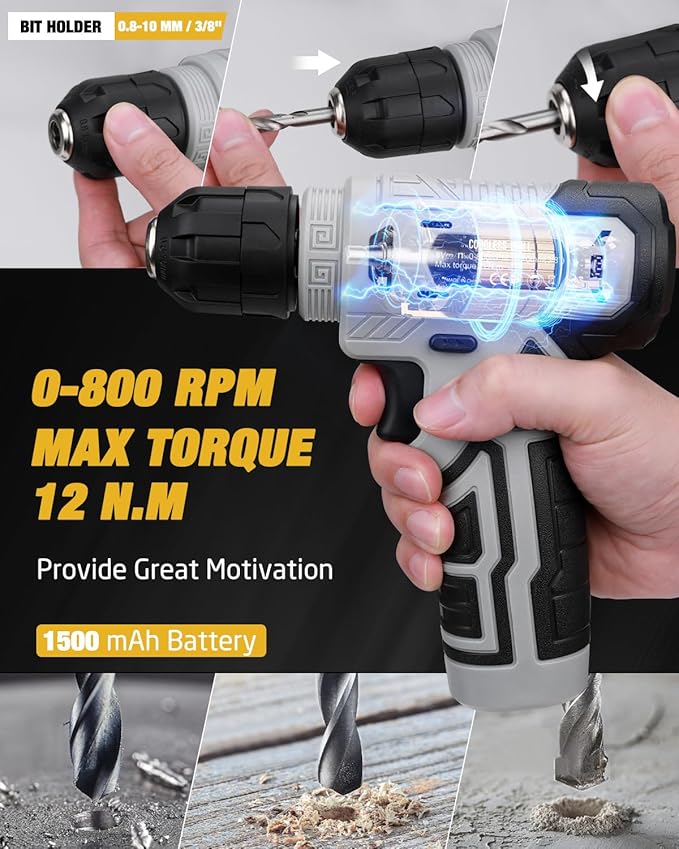 139-Piece Tool Set - Tool Kit with 8V Cordless Drill Driver in ToolBox Storage Case, General Household Drill Set for Home Repairs, Handyman, DIY Projects