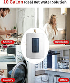 YALICE 10 Gallon Hot Water Heater Electric, 1500W Fast Heating Point of Use Water Tank Heater 120V with T&P Valve, Adjustable Thermostat, On Demand Water Heater for Shower, Kitchen, Laundry, Office