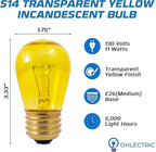 OHLECTRIC Yellow Night Light Bulbs (10-Pack) 11-Watt S14 Sign Bulb, Decorative Light Bulbs, E26 Medium Base, Colorful Bulbs, Dimmable, Sign Replacement Lamp for Indoor & Outdoor Use. Avg Hours 5000