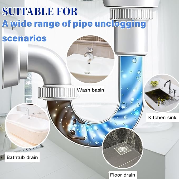 ﻿2PCS Powerful Pipe Dredging Agent,350ml Drain Clog Remover Agent,Fast Foaming For Kitchen Toilet Pipeline Quick Cleaners, Unclog Toilet Clog And Kitchen Sink Pipe Unblocker Powder